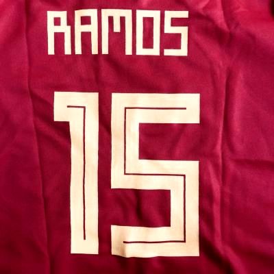 大人用 A014 18 スペイン RAMOS*15 セルヒオ ラモス 赤 ゲームシャツ